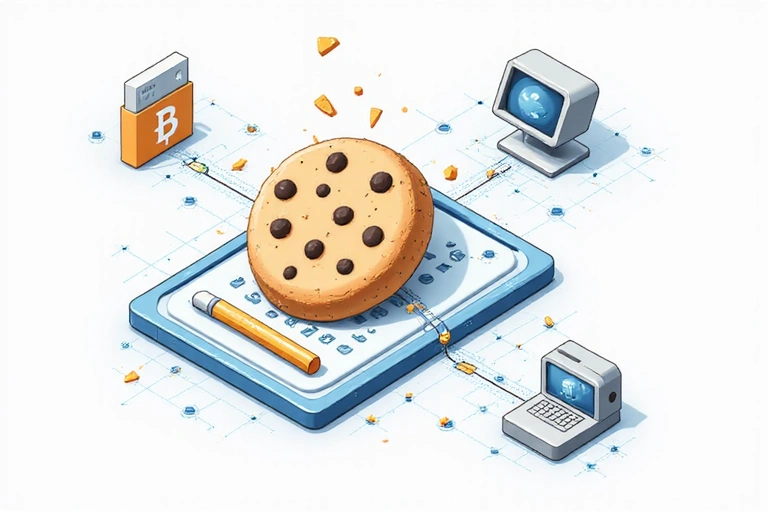Egy süti kép, ami a digitális technológia és az adatgyűjtés fogalmát illusztrálja